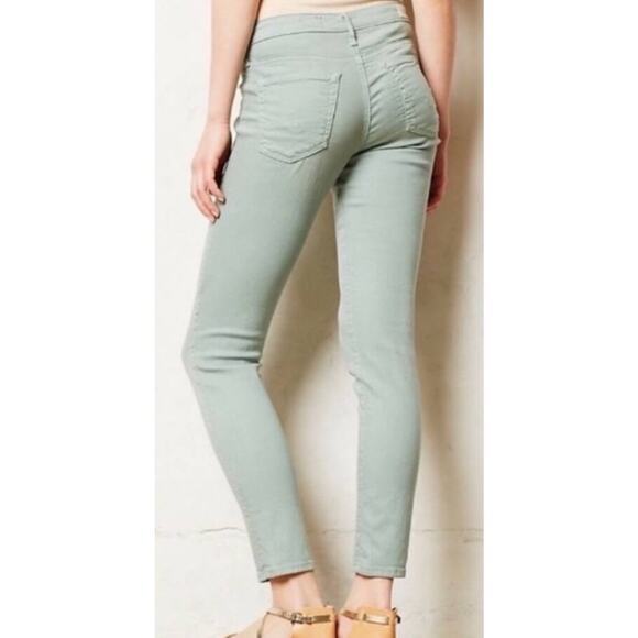 Adriano Goldschmied Stevie Ankle Zip Stretchy Jeans Sz 31R in Pale Sage Green - Picture 2 of 8